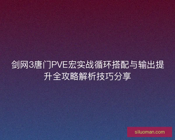 剑网3唐门PVE宏实战循环搭配与输出提升全攻略解析技巧分享